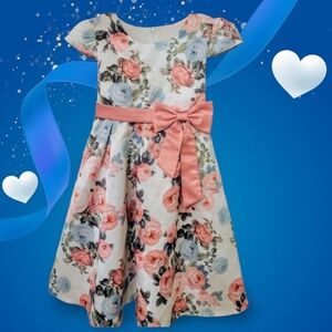 Girls Floral Lined Dress Pit to Pit 14" & Length 31"  Multicolor Spring Easter